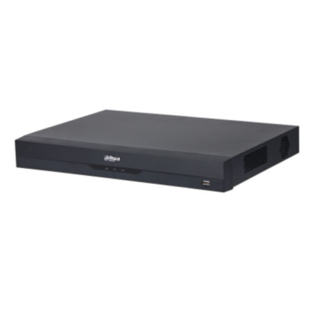Grabador DVR Penta-brid de 32 canales/ Funciones IA QuickPick 2.0, Perimeter Protection, Face Recognition, SMD Plus, AI Coding/Soporta compresión de video eficiente: Smart H.265+, H.265, Smart H.264+ y H.264/ Audio bidireccional  en los 32 canales/ Soporta hasta 16 TB/ 2 bahias/ No incluye DD