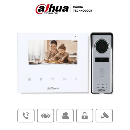 Kit de videoportero analógico con monitor de 4.3 y botones táctiles. Incluye frente de calle con cámara de 1.3 MP, múltiples tonos de timbre personalizables, y función de apertura de puerta para mayor seguridad y comodidad