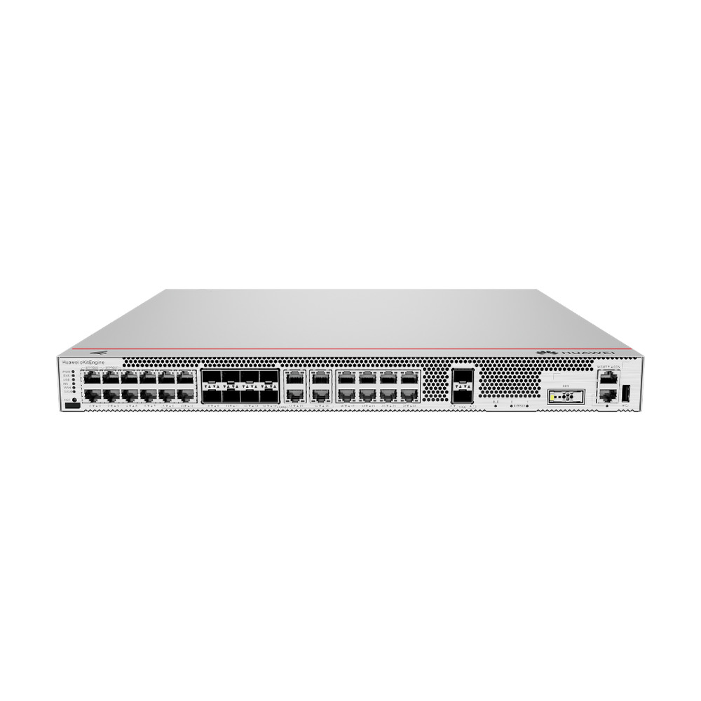 USG6000F-S200-AC Host(16*GE RJ45 + 8*GE COMBO + 2*10GE SFP+, Supporting bypass, 1*AC power, including 100 WATEWEY SSL VPN users)