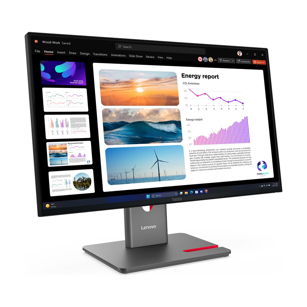 Monitor Lenovo ThinkVision P24Q-40, 23,8" WLED / Full HD (2560 x 1440)/ 120Hz/ USB B x 1/ USB C x 1 /USB A x 3 /  HDMI x 1 / DisplayPort x 2 / Altura ajustable / VESA / 3 años Gtia.