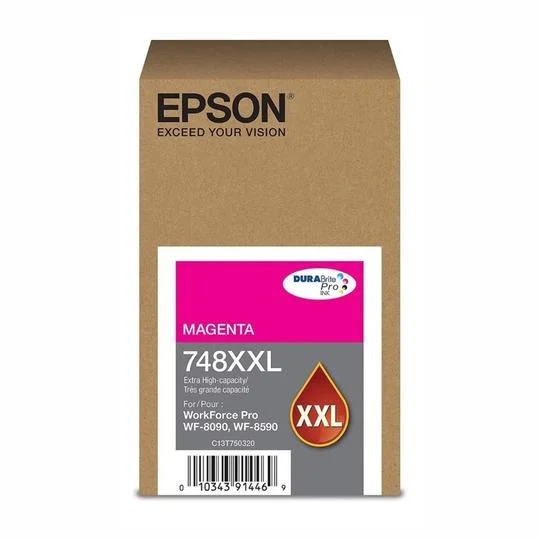 Cartucho de Tinta Epson Magenta T748XXL320-AL para WorkForce WF-6090 o WF-6590